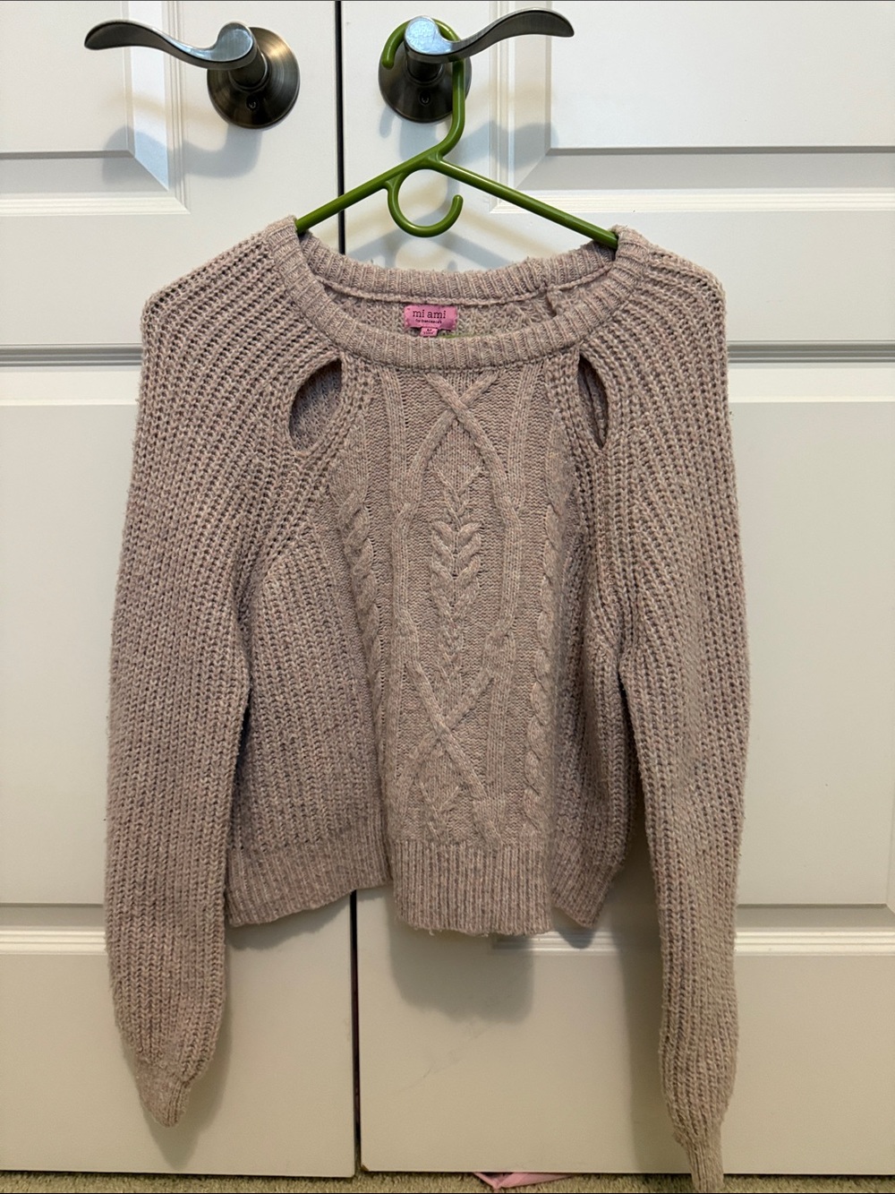 miami Mauve Cable Knit Cutout Sweater
